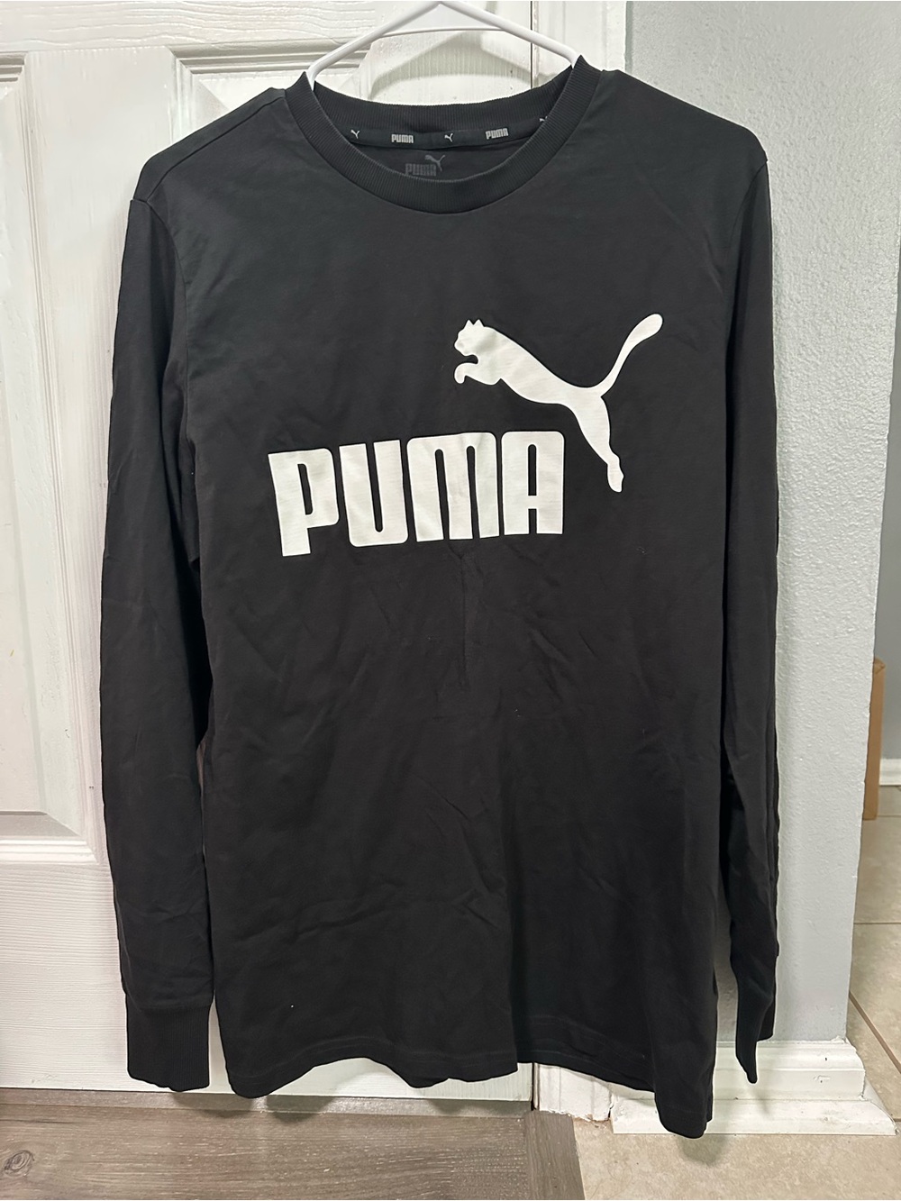 Puma Women’s Black Long Sleeve Shirt with White Logo